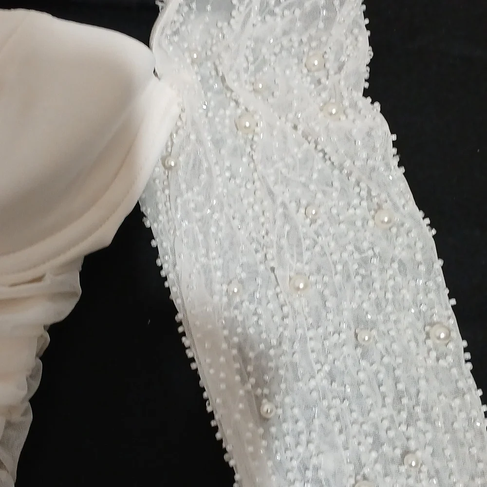Oh Polly ST. Germain Embellished Long-Sleeve Mini White Dress Sz 0 - Picture 8 of 10